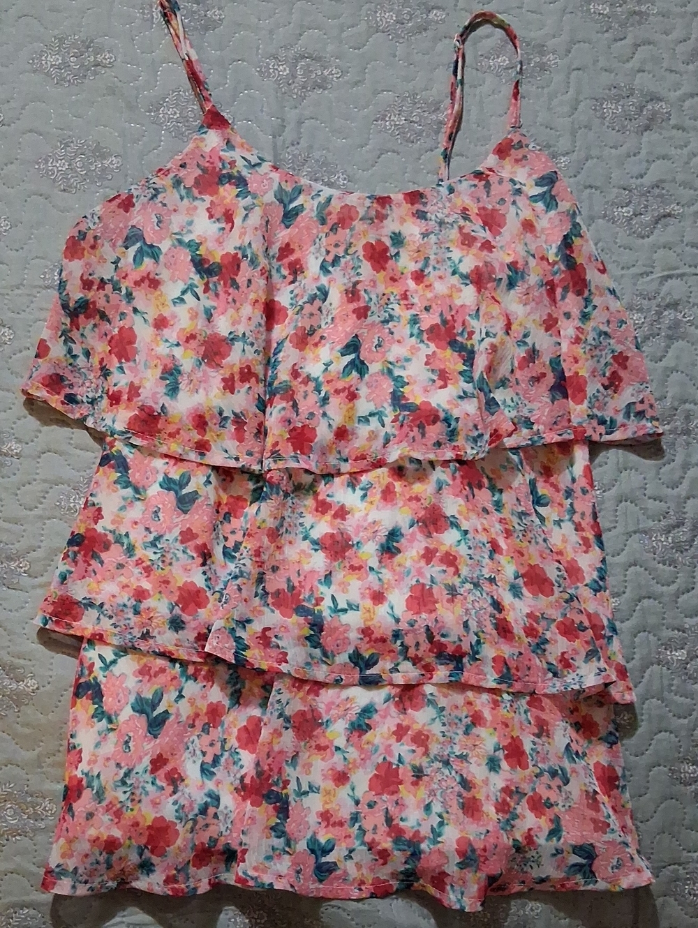 Candie's Pink Floral Tiered Camisole Top